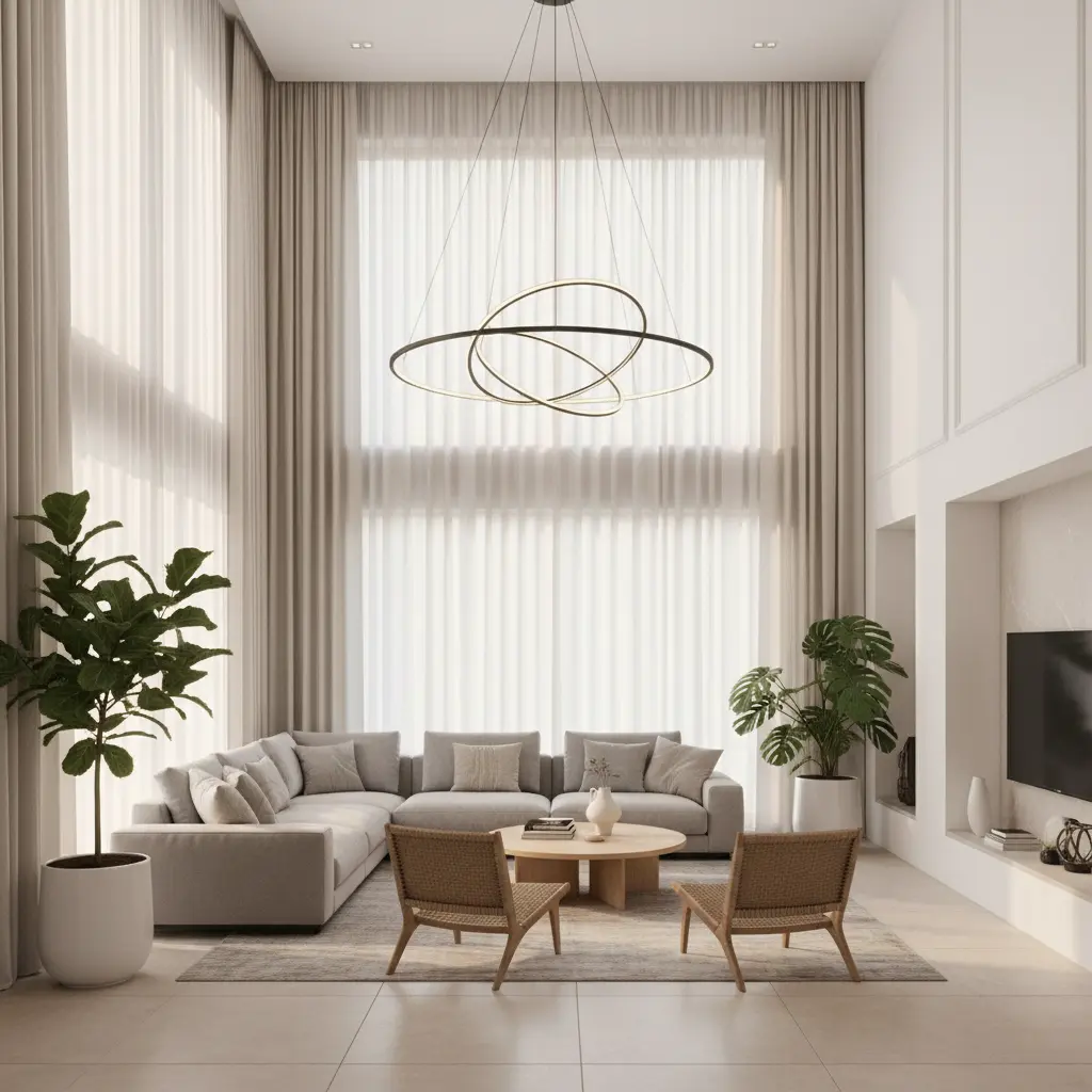 Duplex House Interior Design in Nagpur 3 Double height living room in duplex home