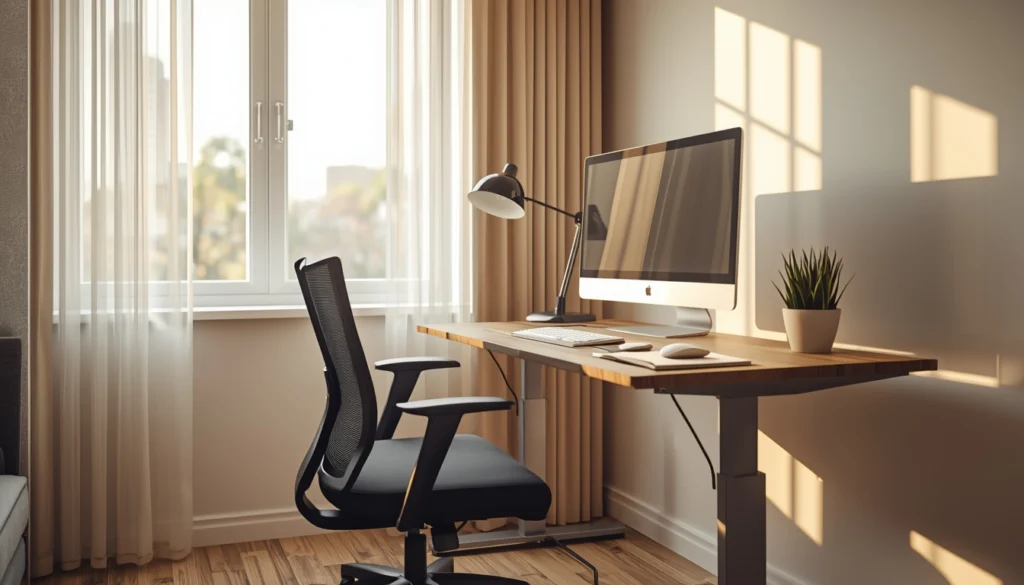 Home Office Design in Nagpur 2 Ergonomic desk setup with side window lighting and glare free screen
