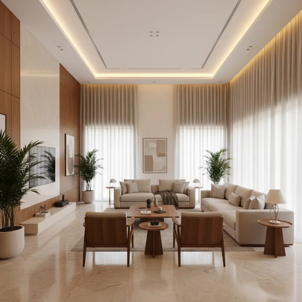 Best Interior Designers in Narsingi 2 Luxury villa living room interior design in Narsingi