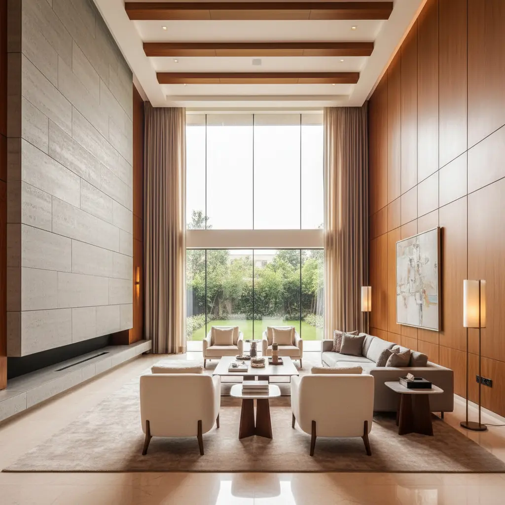 Luxury villa living room with natural light in Narsingi Hyderabad