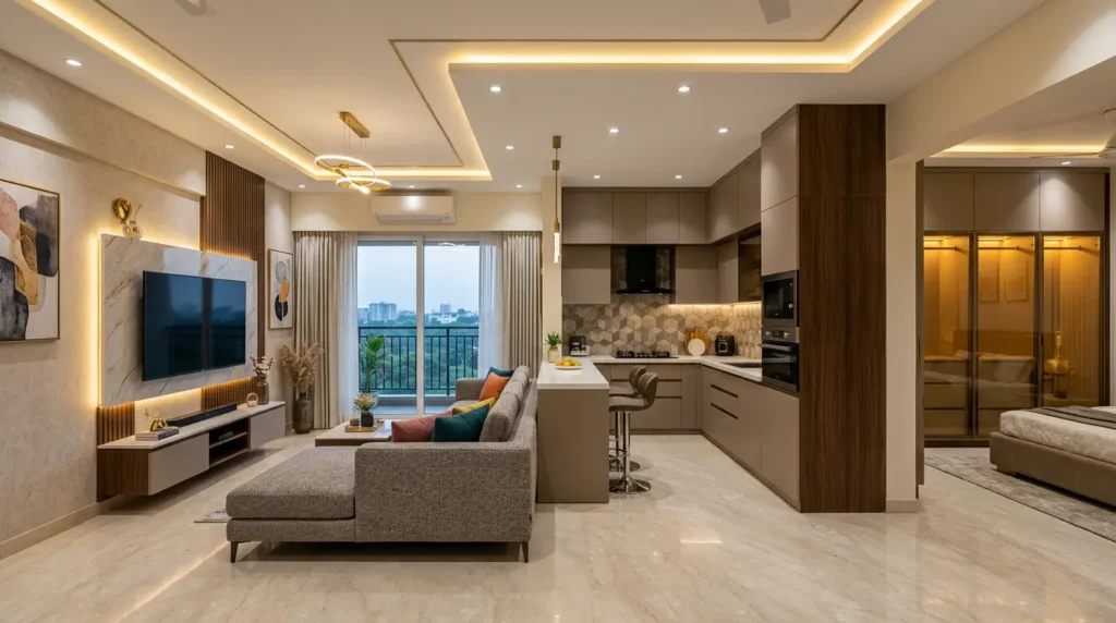 Interior Design Cost Per Square Foot in Nagpur 2 Modern 2BHK interior design example in Nagpur