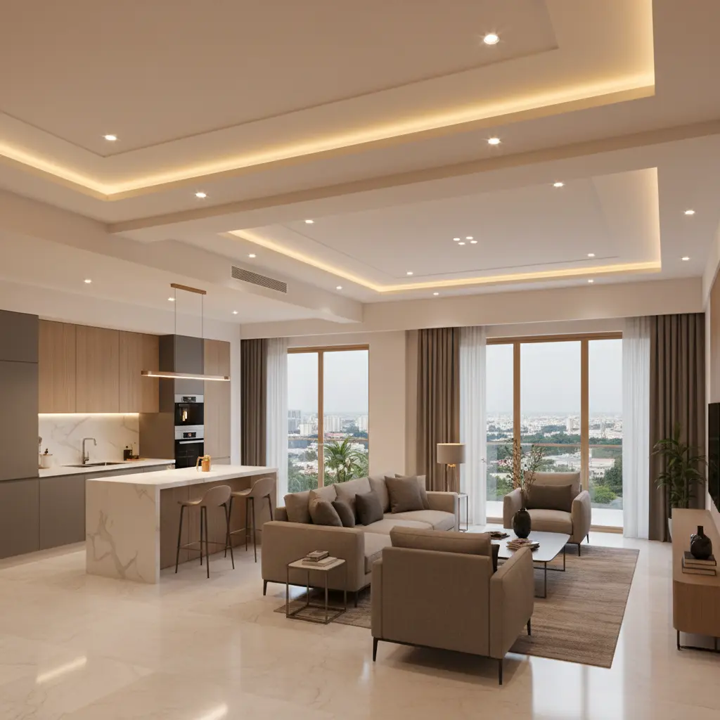 Modern apartment interior design in a Narsingi gated community