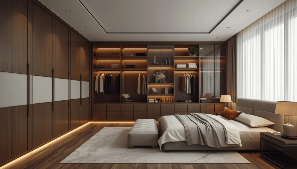 Interior Designers in Rajendra Nagar, Hyderabad 4 Modern bedroom with full height built in wardrobe and storage system