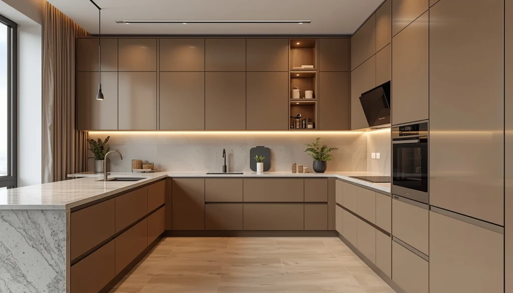 Interior Designers in Rajendra Nagar, Hyderabad 3 Modern modular kitchen with sleek cabinets and integrated appliances