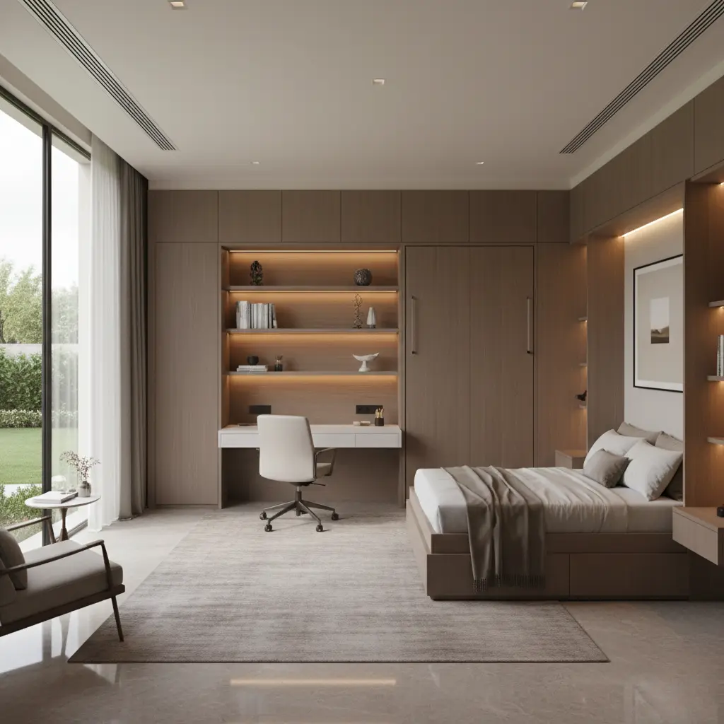 Multi functional study and guest room design in a modern villa