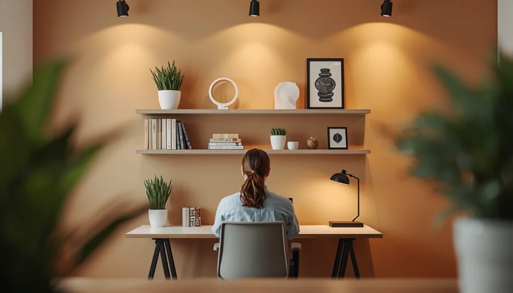 Home Office Design in Nagpur 4 Professional video call background with shelves books and decor