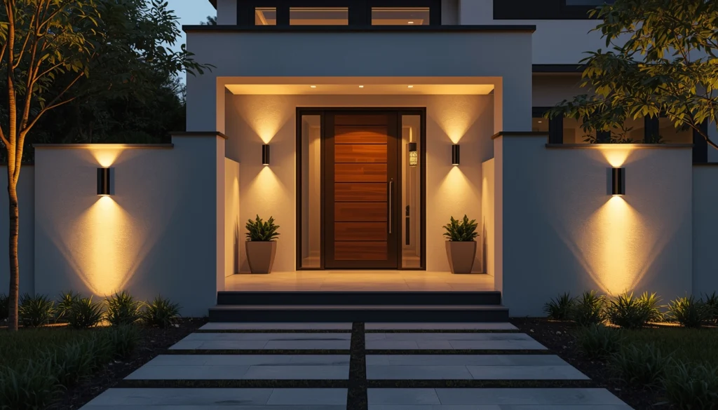 Complete Home Interior Rajendra Nagar Hyderabad 4 Well lit modern house entrance with gate pathway and main door