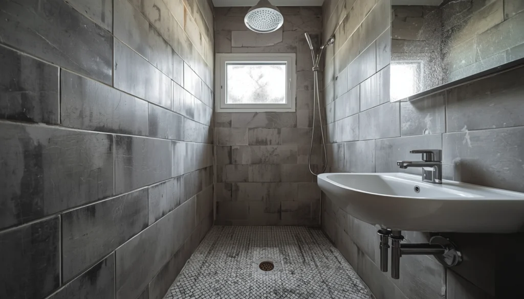 Bathroom Renovation Cost in Nagpur 1 Worn bathroom with mineral buildup and discolored grout