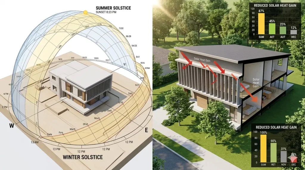 3D sun orientation modeling to reduce solar heat gain in Nagpur homes