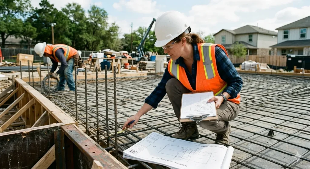 Architectural site supervision at critical construction stages