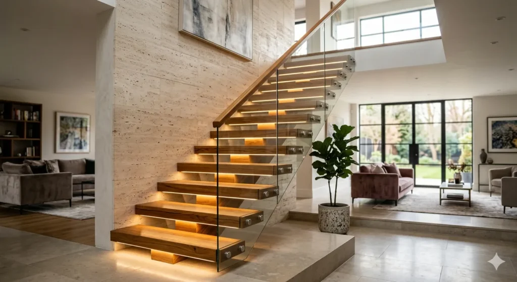 Architectural staircase design for modern Ghatanji duplex homes