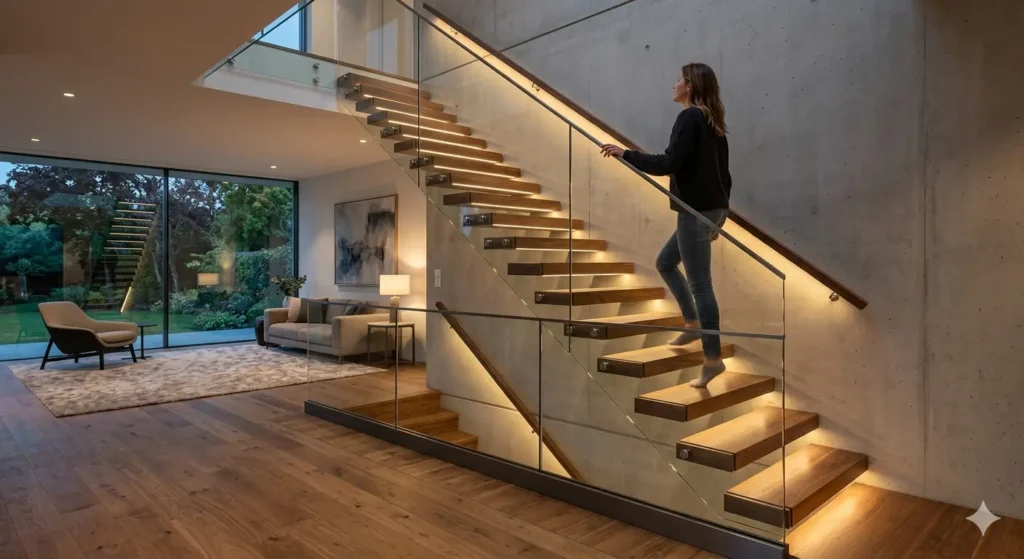Architectural staircase design for modern duplexes in Umarkhed