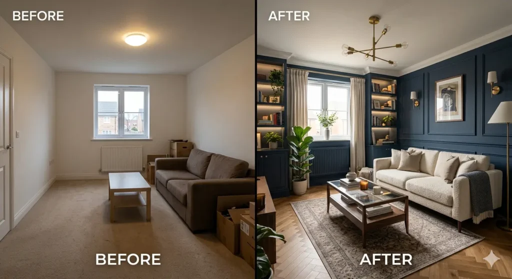 Interiors for Flats in Narendra Nagar Nagpur 1 Before and after interior transformation of a standard builder spec flat in Narendra Nagar Nagpur