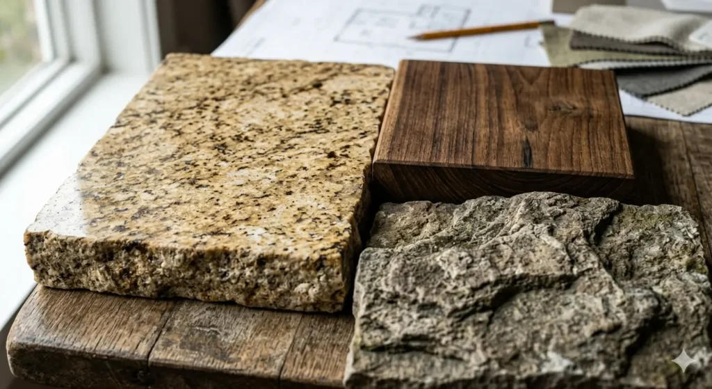 Coherent luxury material palette for Vidarbha architecture