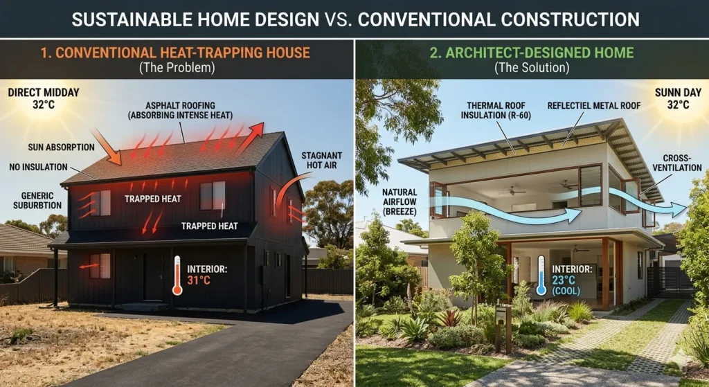 Comparison of thermal performance in Wardha residential design