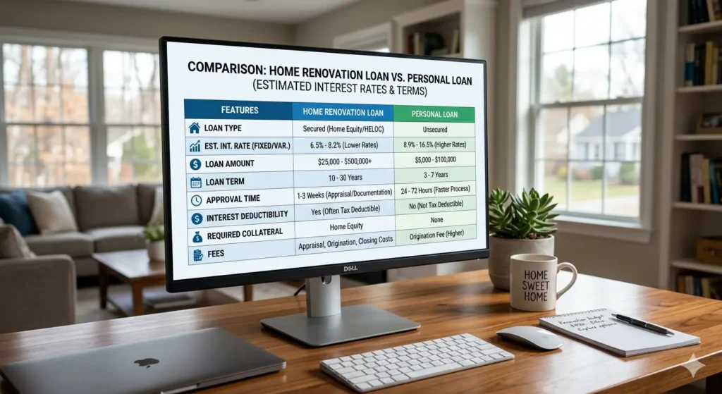 Home Renovation Loan Guide for Nagpur 1 Comparison table of home renovation loan vs. personal loan interest rates in Nagpur