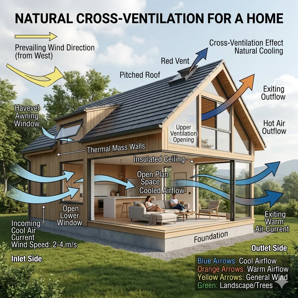 Cross ventilation strategy for heat management in Mahagaon homes