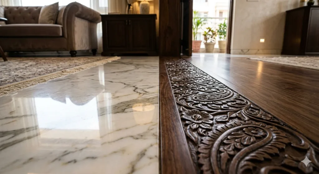 Detail design and material transitions in a luxury Ralegaon bungalow