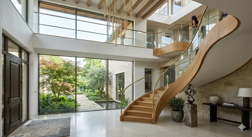 Double height spatial presence in luxury residential design