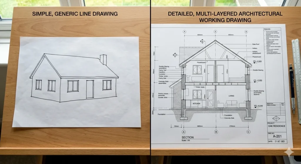 Draftsman drawings vs. professional architectural design