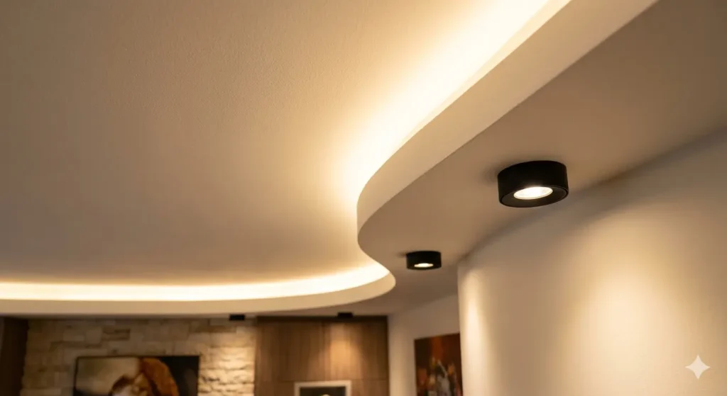 Drawing room false ceiling and lighting design in Pusad