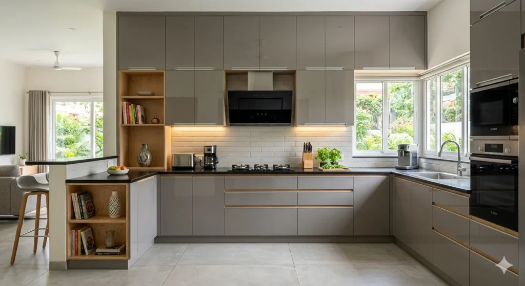 Durable marine grade plywood modular kitchen design for Arni homes