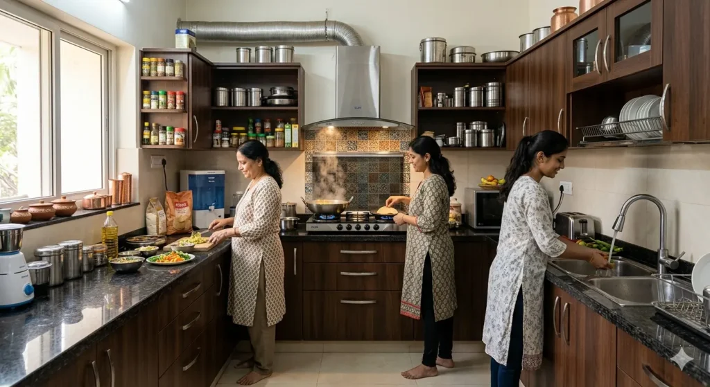 Best Interior Design in Pandharkawada 2 Functional large family kitchen design for Vidarbha homes 1