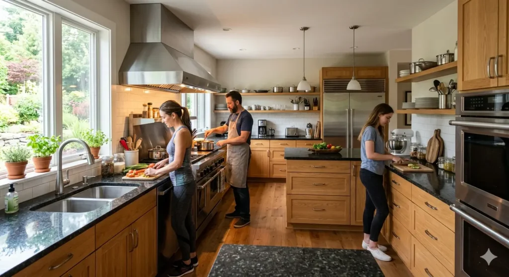 Functional large family kitchen design for Vidarbha homes