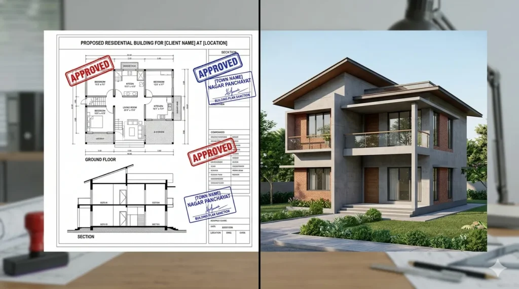 Ghatanji building plan approval vs. 3D architectural visualization