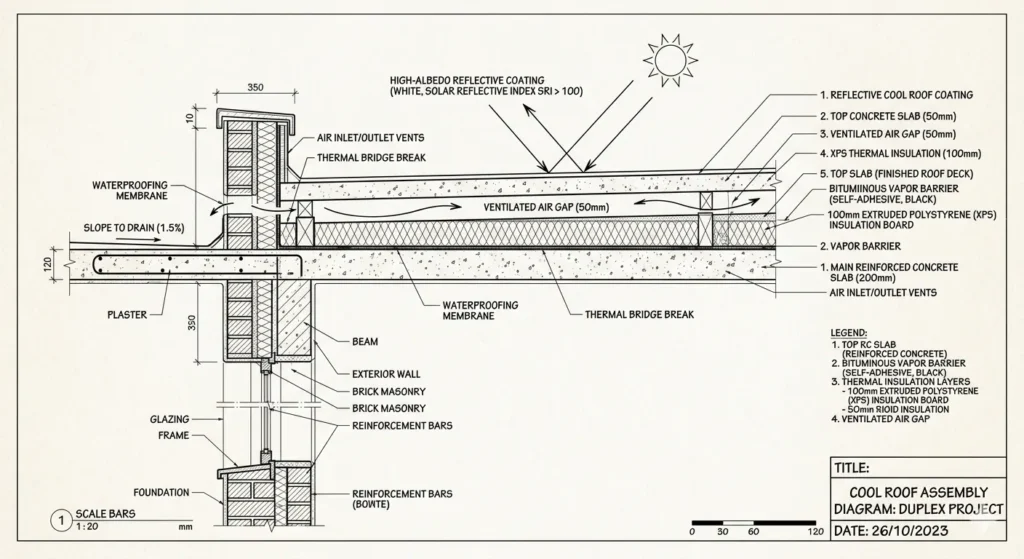 Heat insulated roof design for Yavatmal duplex houses