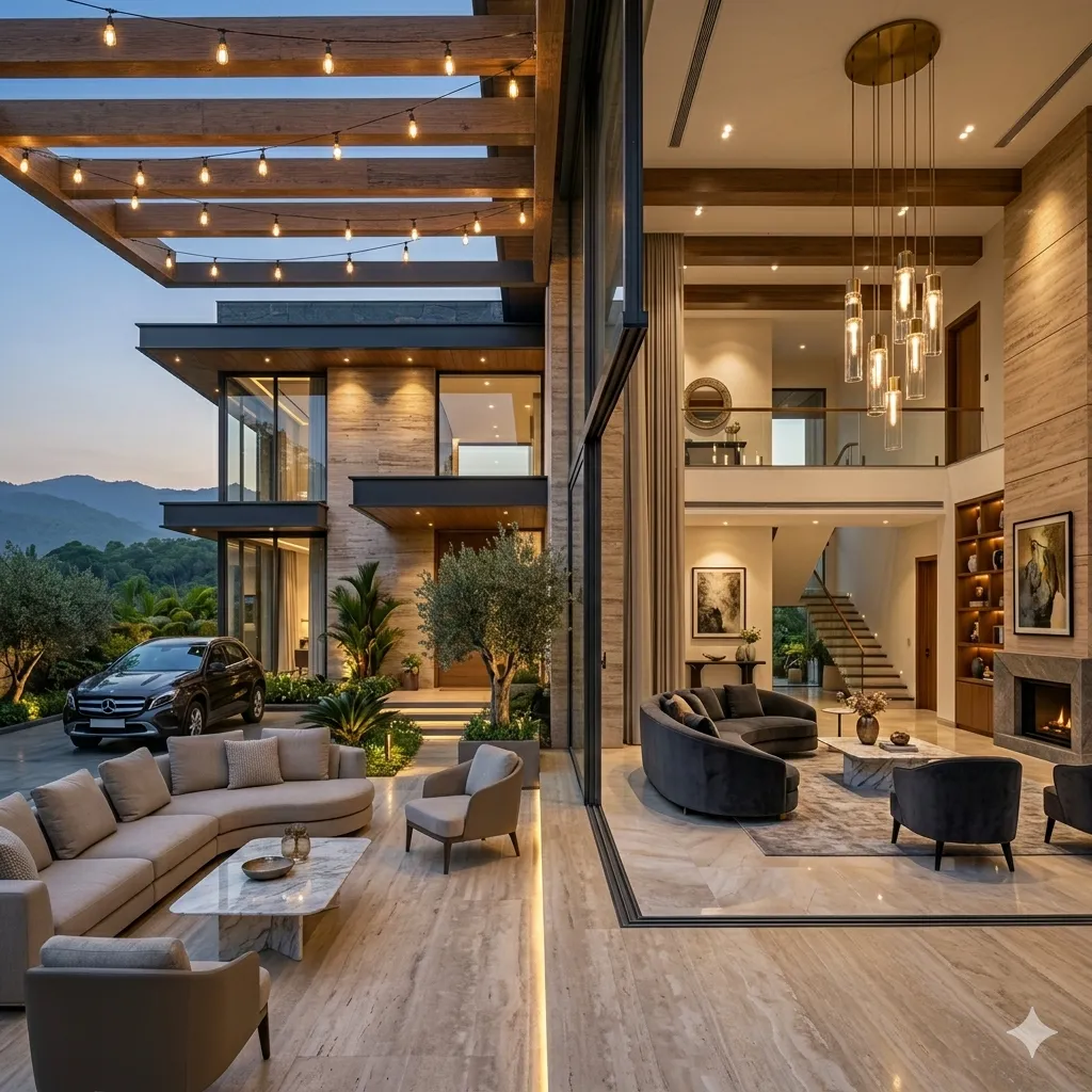 Residential Designers in Gachibowli Hyderabad 4 Indoor outdoor living design in Gachibowli villa