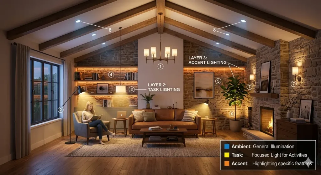 Layered lighting design for Umarkhed residential interiors