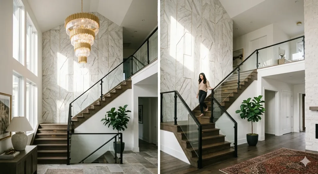 Luxury staircase design in Wardha duplex