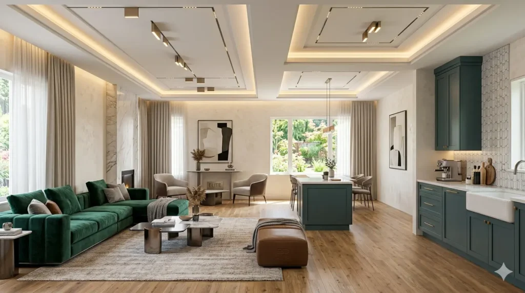 Home Renovation Cost in Nagpur Explained 1 Modern 2BHK home renovation in Nagpur showing a luxury living room and false ceiling design