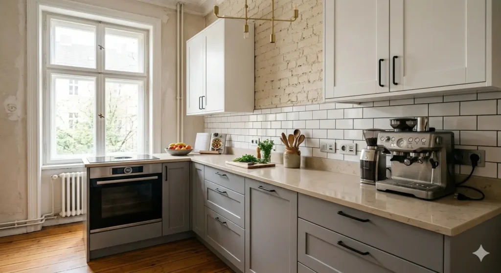 Interior Designer in Tilak Nagar Nagpur 4 Modern modular kitchen renovation in an older apartment with upgraded electrical points