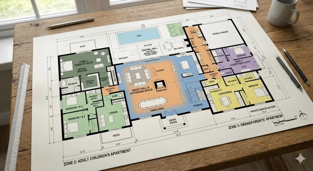 Multi generational residential floor planning for Vidarbha families