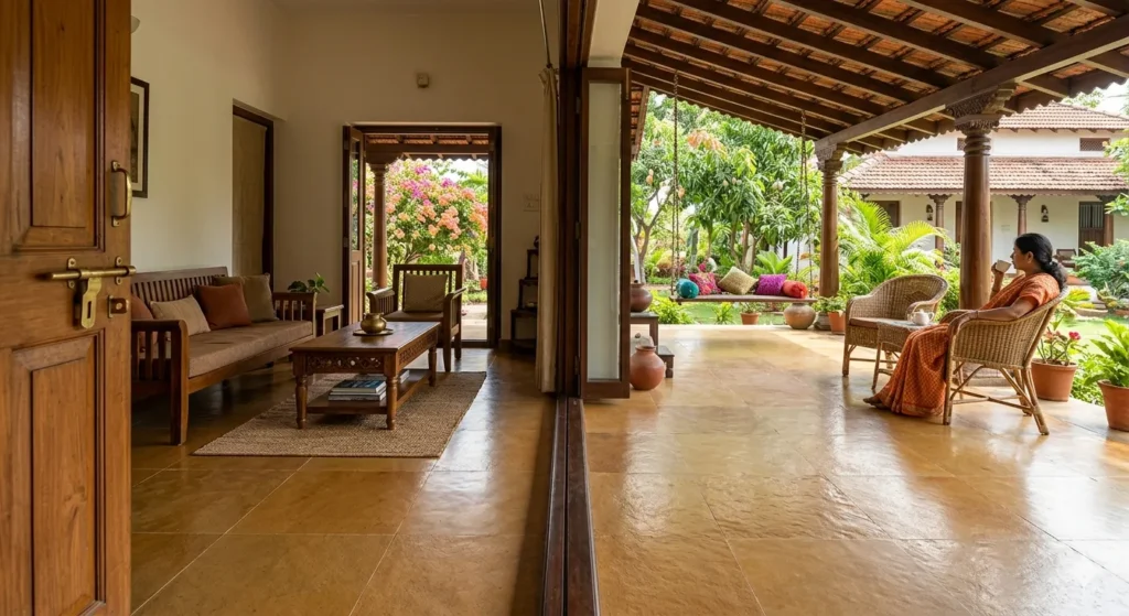 Natural stone flooring for heat management in Ghatanji residences