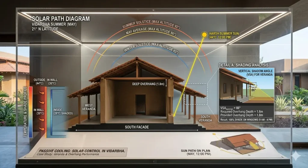 Passive cooling and shading strategies for Pandharkawada homes