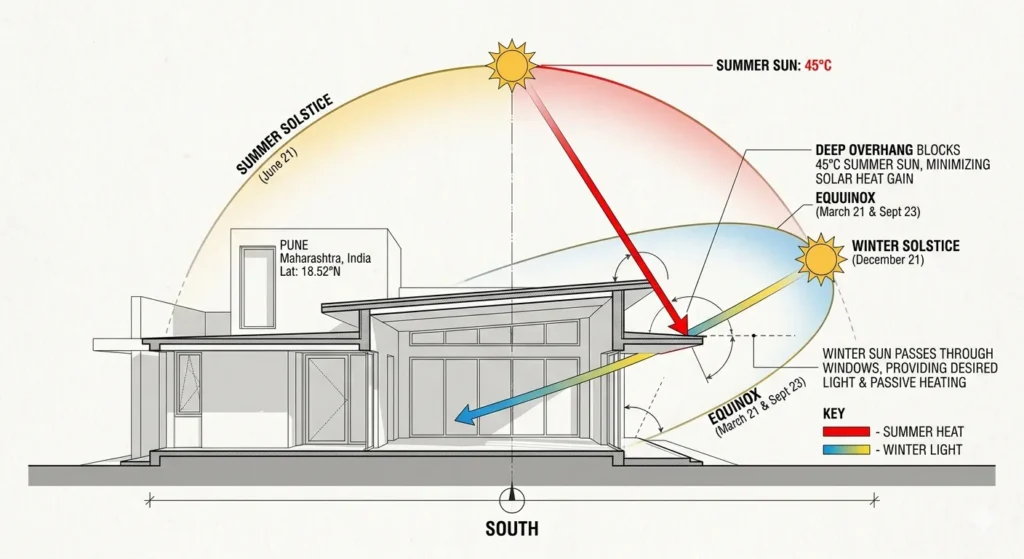 Passive cooling design and sun shading strategy for Darwha homes