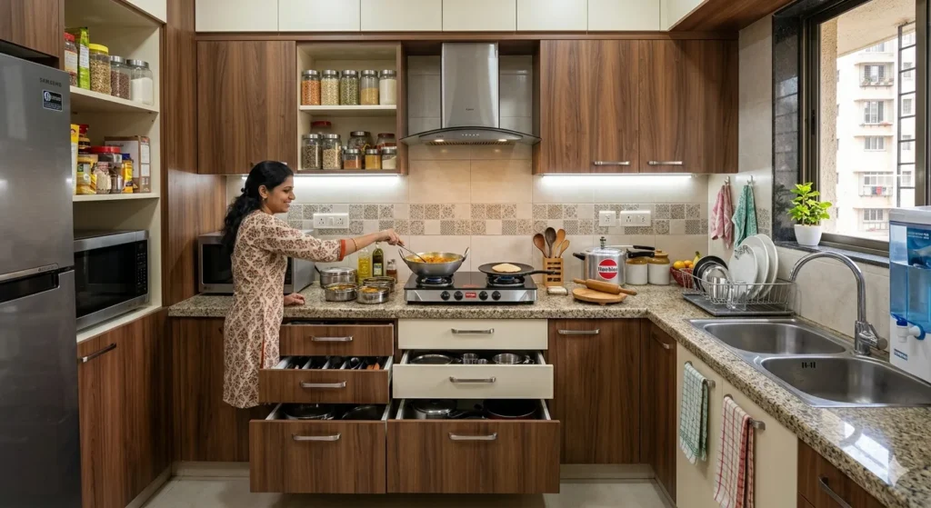Practical modular kitchen design for Wardha homes