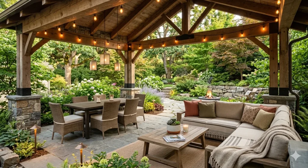 Premium outdoor seating design for Tellapur villa