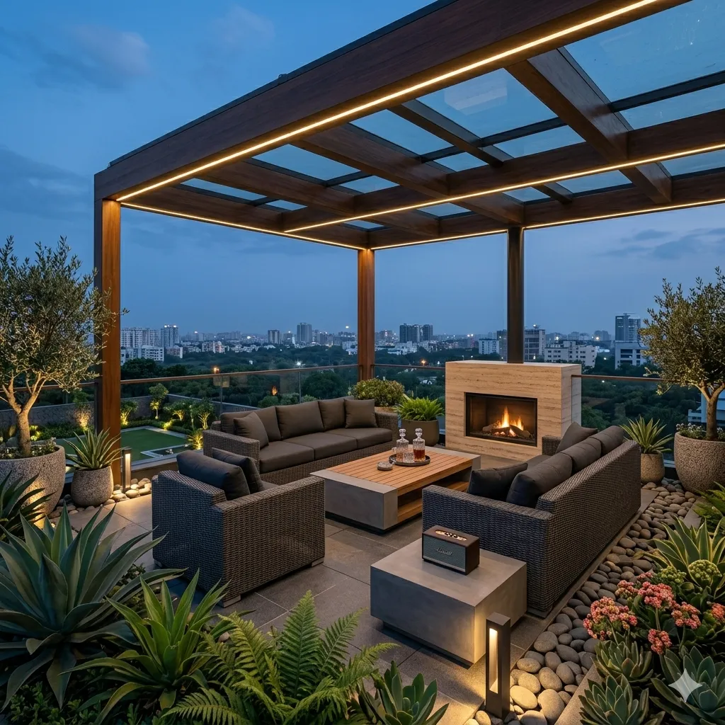Premium rooftop terrace design for Hyderabad villas