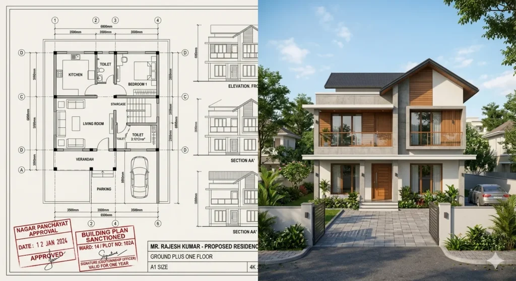 Ralegaon building plan approval vs. 3D architectural visualization
