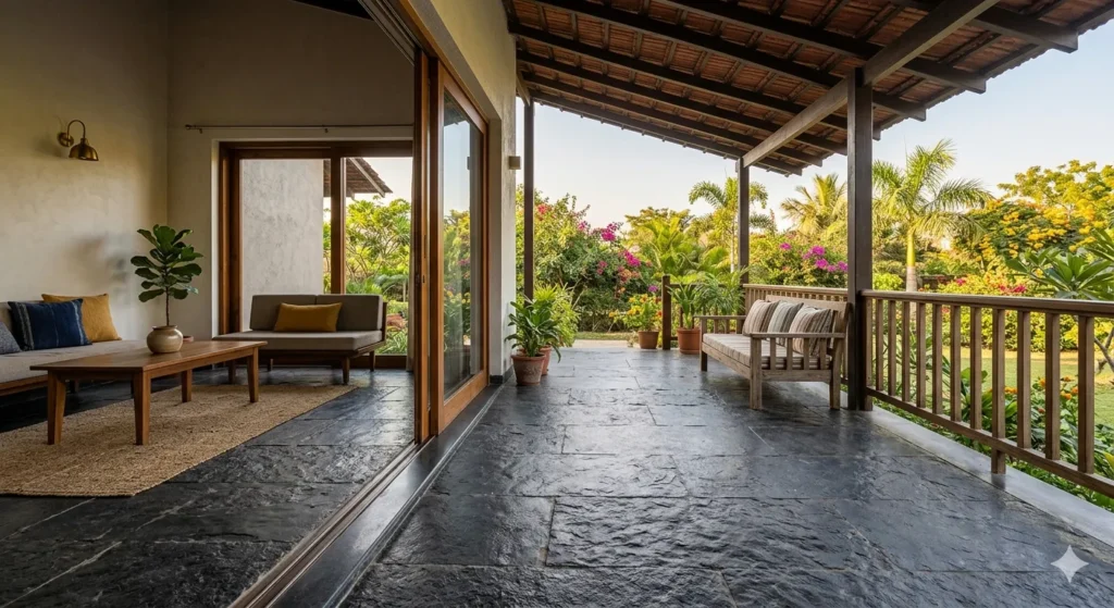 Seamless indoor outdoor transition for Ralegaon residential design