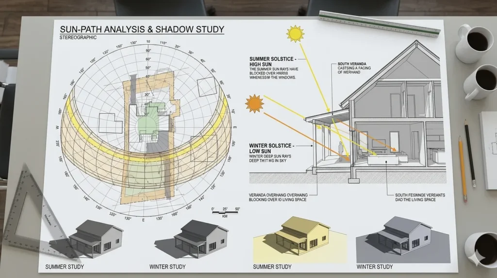 Sun path analysis for climate responsive house design in Ghatanji