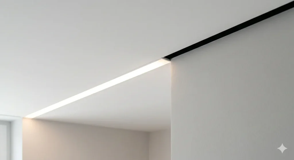 Technical ceiling detailing and lighting in a luxury interior