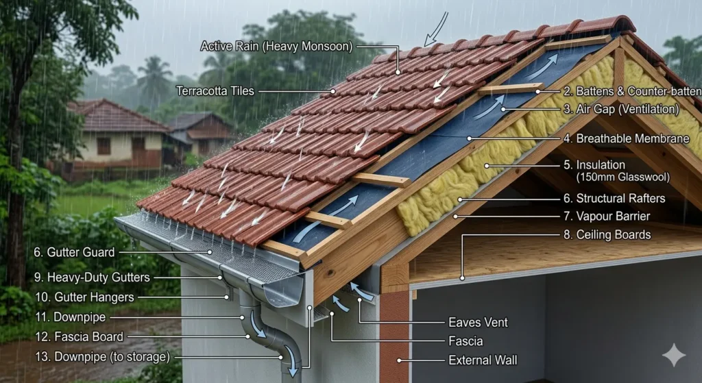 Technical roof design for heat and monsoon protection in Pandharkawada