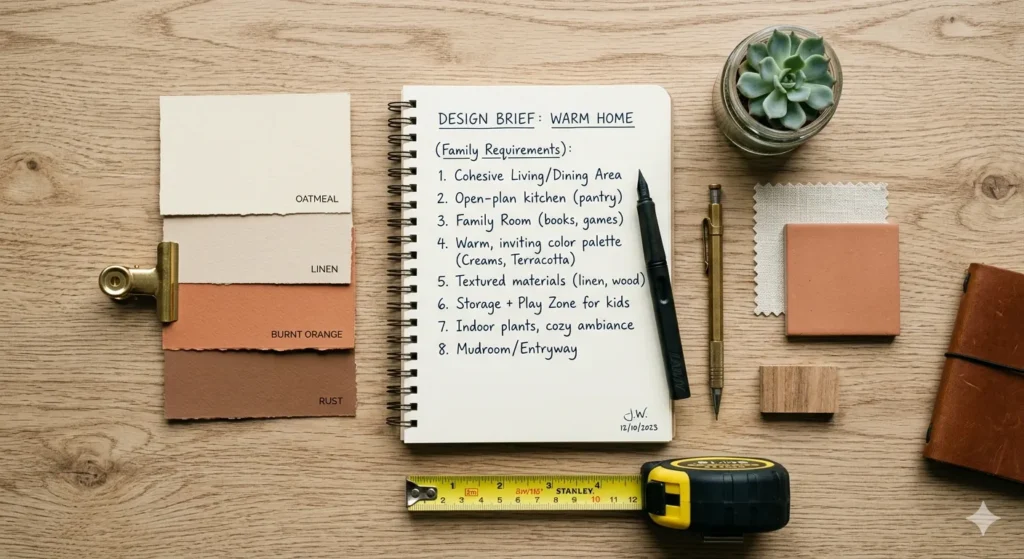 The essential interior design brief and material planning stage
