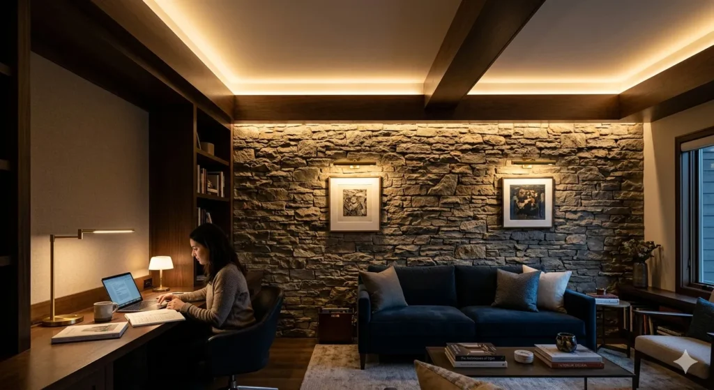 Three layer residential lighting design for modern interiors