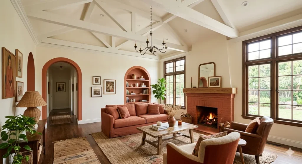 Best Interior Designer in Gokulpeth Nagpur 3 Traditional Gokulpeth bungalow living room renovation with 11 foot ceilings and warm terracotta accents